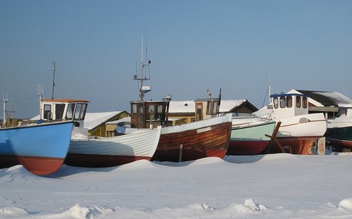 En vinterdag på Langø Lystbådehavn.
